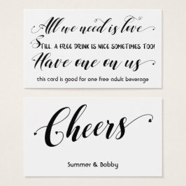 Allt vi behöver är Kärlek Bröllop och Händelsedryc Visitkort