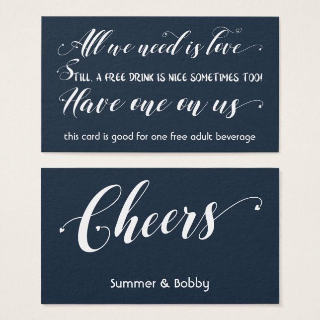 Allt vi behöver är Kärlek, marinfri dryck Biljett (Framsida & baksida)