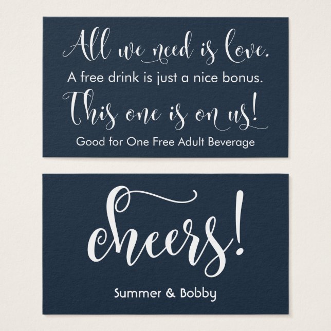 Allt vi behöver är Kärlek, marinfri dryck Biljett (Framsida & baksida)