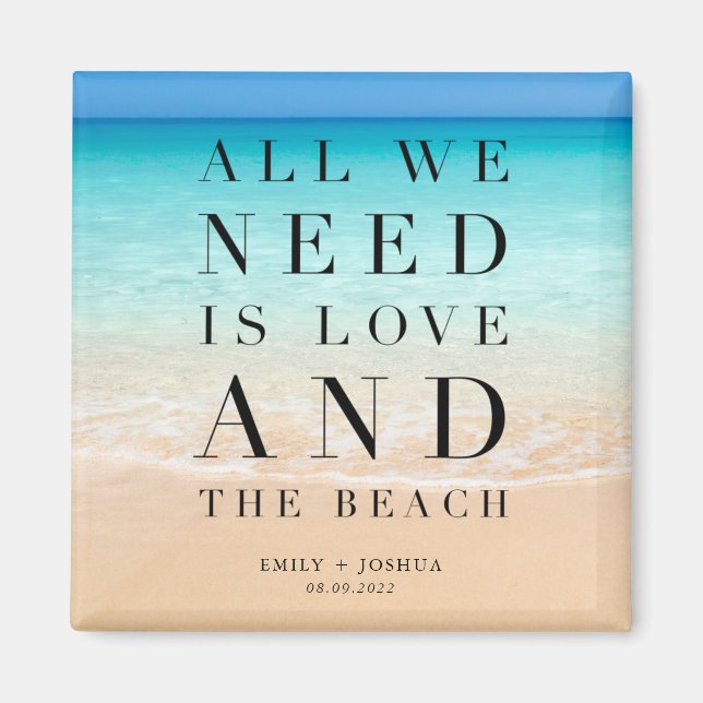 Allt vi behöver är kärlek och strandbröllop magnet (Framsidan)