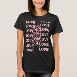 Allt vi behöver är kärlek Svart t-shirt med rosa h