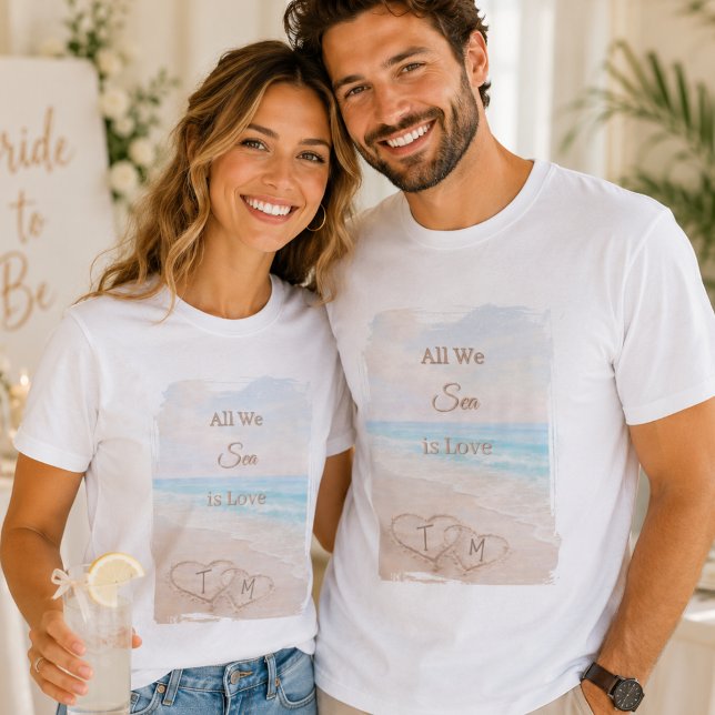 Allt Vi Ser Är Kärlek Strand Hjärtan Sand Initiale T Shirt (Skapare uppladdad)
