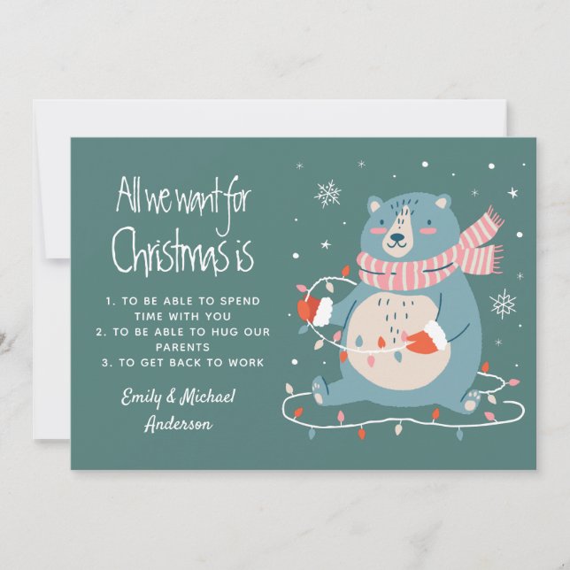 Allt vi vill ha i julklapp är Anpassningsbar (lägg Julkort (Framsida)