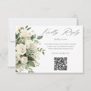 Allt Vitt Hydrangeas Rosor Bröllopswebbplats QR-ko OSA Kort