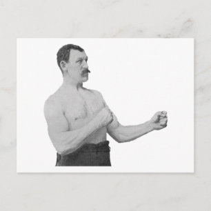 Alltför Manly man Meme Vykort