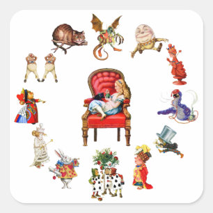 Alltid Alice i Wonderland Fyrkantigt Klistermärke