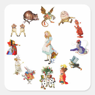 Alltid Alice i Wonderland Fyrkantigt Klistermärke