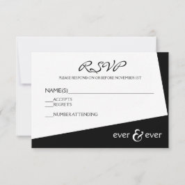 Alltid & Alltid Svart & Vitt Vinkel - RSVP-kort OSA Kort