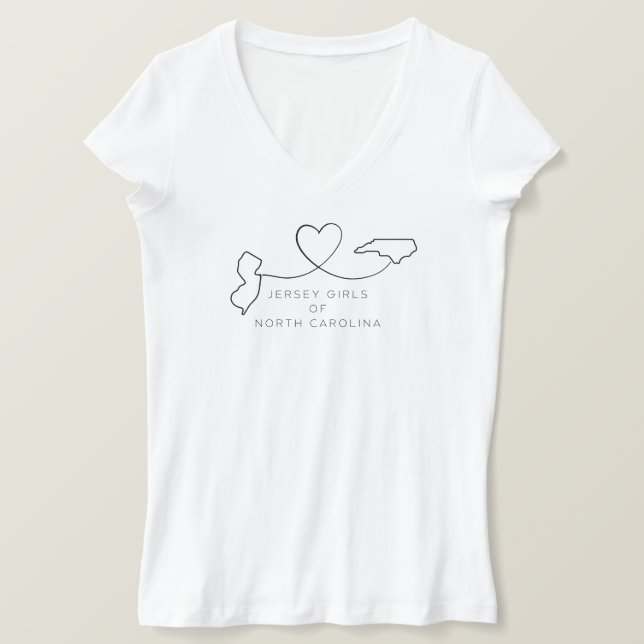 Alltid ansluten! Jersey Girls of NC mot nacke T Shirt (Design framsida)