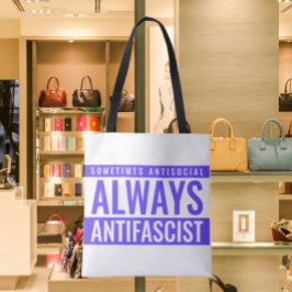 Alltid antifascistisk teckentabell - blå text fet tygkasse