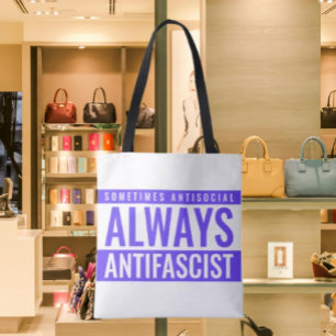 Alltid antifascistisk teckentabell - blå text fet tygkasse