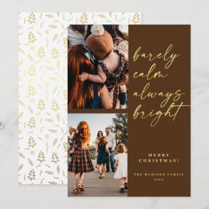 Alltid Bright Guld Script 2-fotojul Julkort