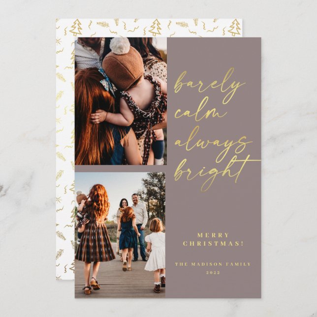 Alltid Bright Guld Script 2 Photo jul Holid Julkort (Fram/baksida)