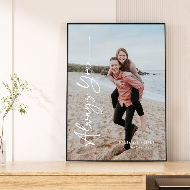 Alltid din årsdag Förlovningen Bröllop Canvastryck (Always You Anniversary Engagement Wedding Date Canvas Print)