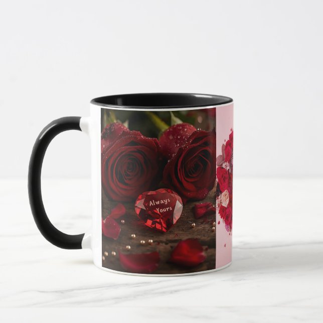 Alltid Din Röda Ros Romantiska Morgon Alla Hjärtan Mugg (Vänster)