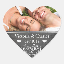 Alltid efter Bröllop spara datum-förseglingen på k Hjärtformat Klistermärke