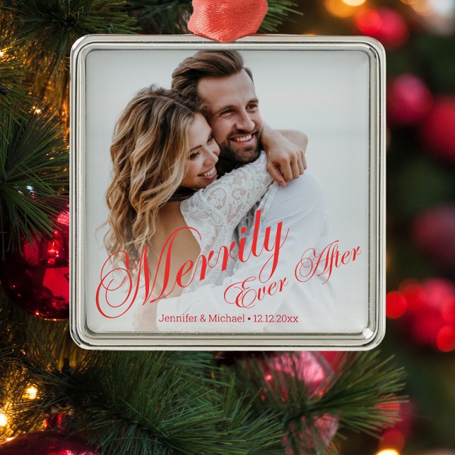 Alltid efter nylansering av fotoröd chic julgransprydnad metall (Skapare uppladdad)