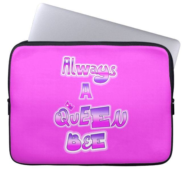 Alltid en drottningsbee shock rosa laptop sleeve (Framsidan)