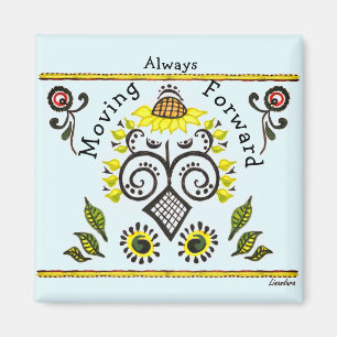 Alltid Flytta forward Solrosfolk Mönster Magnet