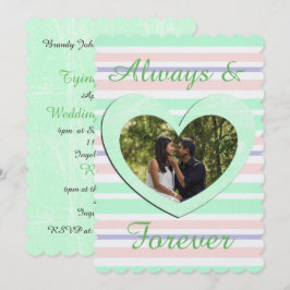 Alltid & för bröllopsinbjudningar, gröntens rosa inbjudningar