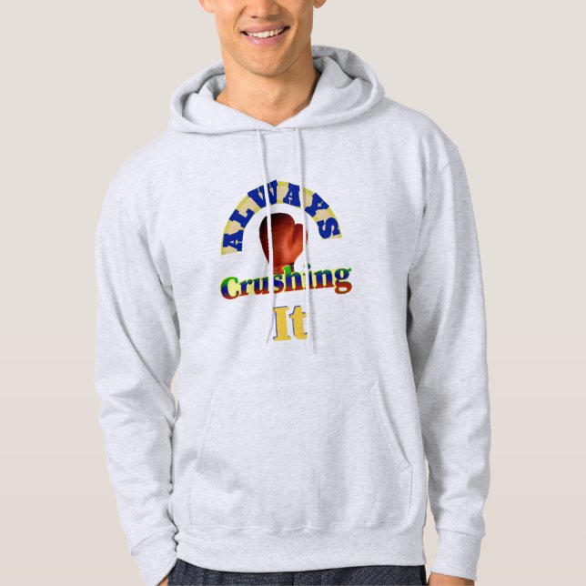 Alltid Förstörande Boxnings Handske Text Design Hoodie (Framsida)