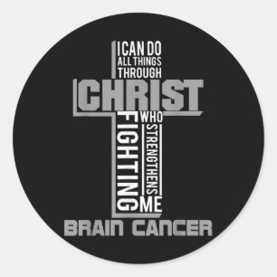 Alltid genom Kristus Brain Cancer Warrior Awarenes Runt Klistermärke