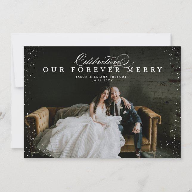 Alltid glad elegant nygift foto julkort (Framsida)