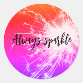 alltid gnistra-gnistgörare, rund dekal runt klistermärke