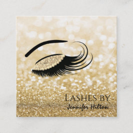 Alltid guld diamantlash glittery makeup öga fyrkantigt visitkort