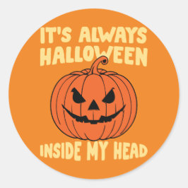 Alltid Halloween Pumpkin Head Sticker Runt Klistermärke