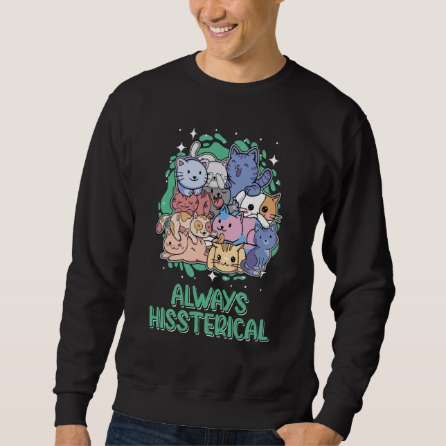 Alltid hissteriskt katt Humor Kitten Lång Ärmad Tröja (Framsida)