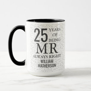 Alltid Höger Roligt 25-årsjubileum Silver Hearts Mugg