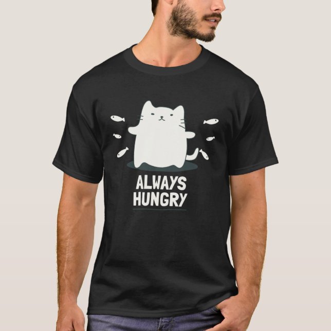 Alltid hungrig på katt t shirt (Framsida)