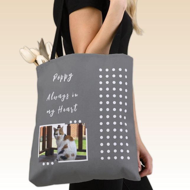 Alltid i mitt hjärta 2-foto djurälskare grått tygkasse (Skapare uppladdad)
