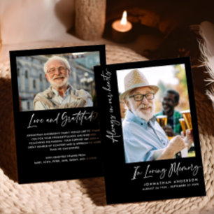 Alltid i våra hjärtan 2-foto-begravning/minnesstun tack kort