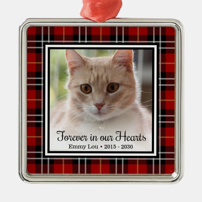 Alltid I Våra Hjärtan Katt Julgransprydnad Metall (Framsidan)