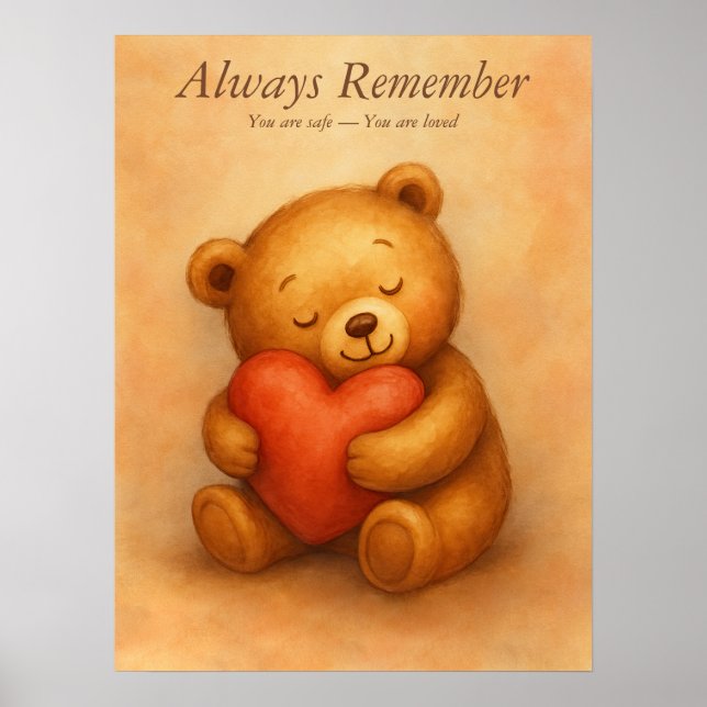 Alltid ihåg – Mjuk björn bekräftelse Nursery Poster (Framsidan)