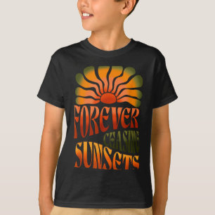 Alltid jaga solnedgångar retro sommar familj somma t shirt