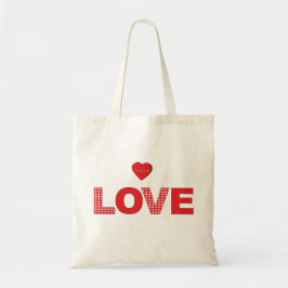 Alltid KÄRLEK med Red Hearts-typografi Tygkasse