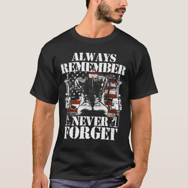 alltid komma ihåg att aldrig glömma veteran t shirt (Framsida)