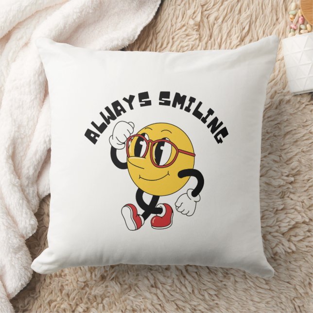 Alltid leende sött emoji kudde (Filt)