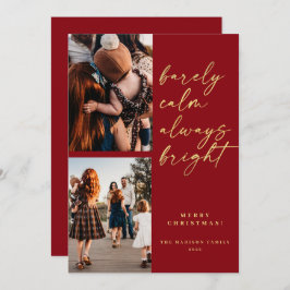 Alltid ljusgul Guld-skript Fotoröd jul Julkort