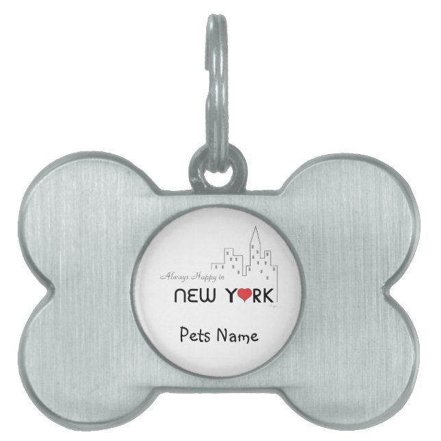 Alltid Lycklig i New York Namnbricka Husdjur (Framsidan)