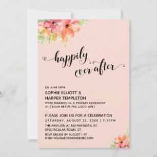 Alltid Lyckliga Kärlek Skript Rosa Boho Blommig Inbjudningar