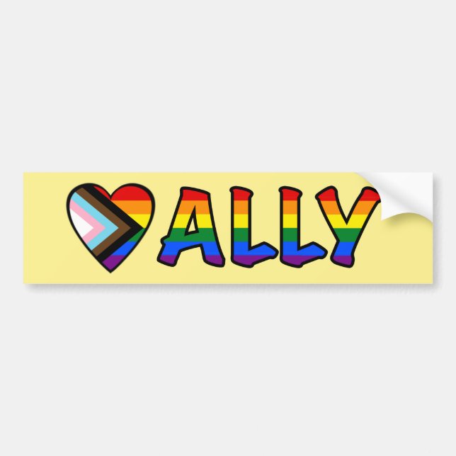 Alltid med Progress-Pridet Flagga Fylld Brev Bildekal (Framsidan)