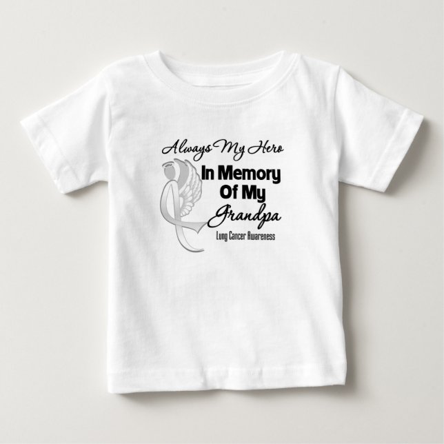 Alltid min Hero in Memory Grandpa - Lung Cancer T-shirt (Framsida)