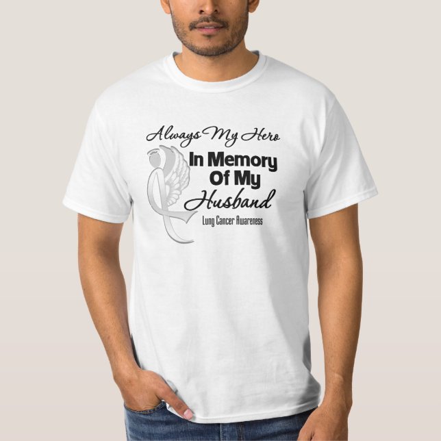Alltid min Hero in Memory Make - Lung Cancer T Shirt (Framsida)
