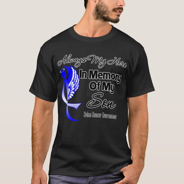 Alltid min Hero in Memory Son - Colon Cancer T Shirt (Framsida)