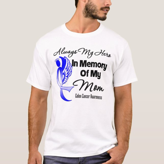 Alltid min hjälte i minnesmamman - koloncancer tee shirt (Framsida)
