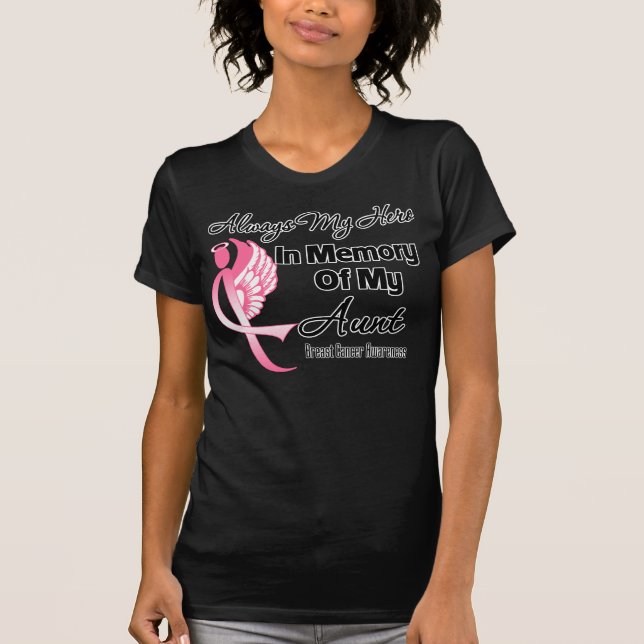 Alltid min hjälte I minnet Faster - Bröstcancer Tee Shirt (Framsida)
